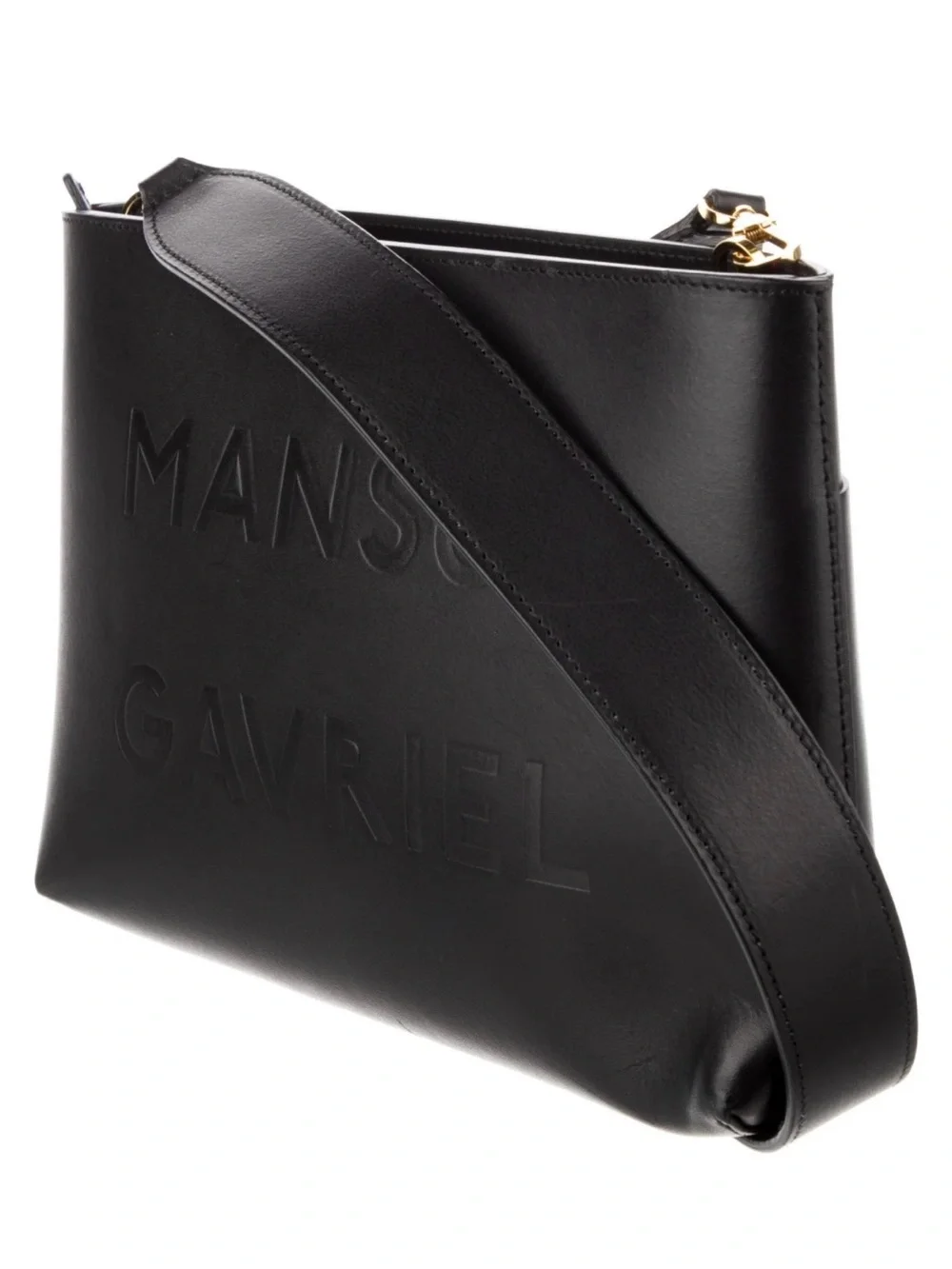 Mansur Gavriel Embossed Logo Black Leather Bag - Picture 1 of 4